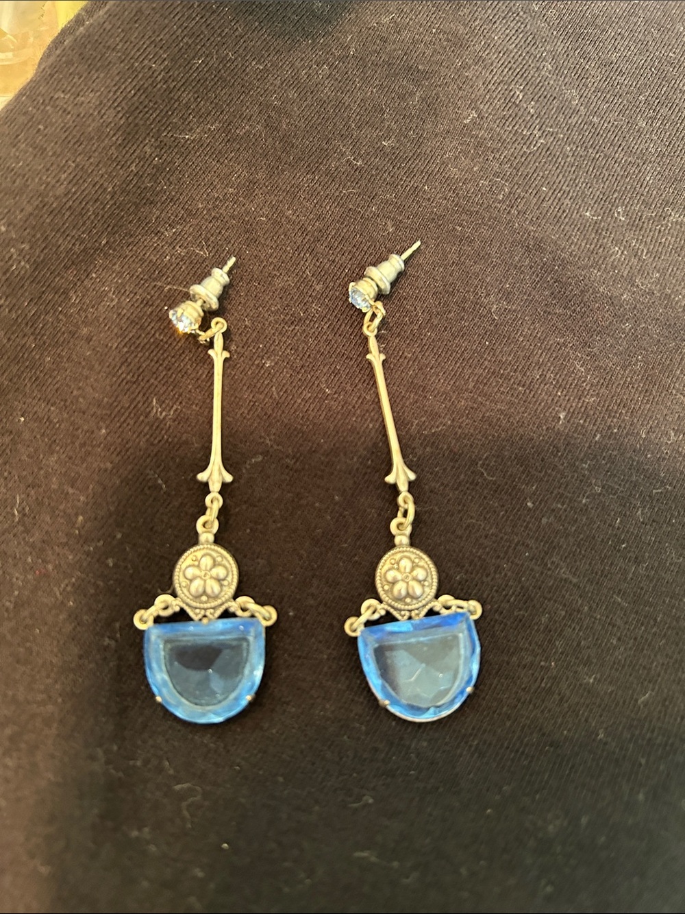 Vintage styled Blue Drop Earrings